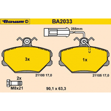 BA2033 BARUM Комплект тормозных колодок, дисковый тормоз