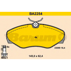 BA2254 BARUM Комплект тормозных колодок, дисковый тормоз