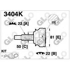 3404K GLO Шарнирный комплект, приводной вал