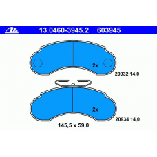 13.0460-3945.2 ATE Комплект тормозных колодок, дисковый тормоз