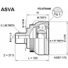 FD-075A48 ASVA Шарнирный комплект, приводной вал