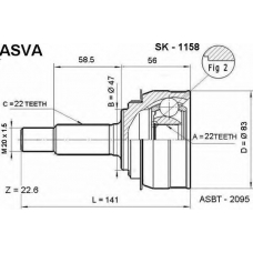 SK-1158 ASVA Шарнирный комплект, приводной вал