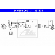 24.5286-0601.3 ATE Тормозной шланг