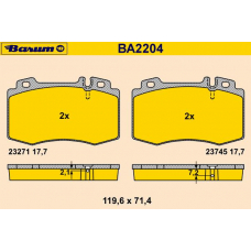 BA2204 BARUM Комплект тормозных колодок, дисковый тормоз