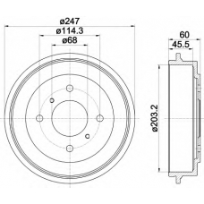 8DT 355 300-311 HELLA Тормозной барабан