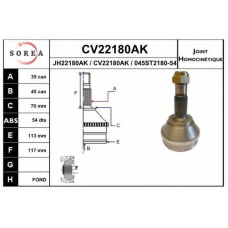 CV22180AK EAI Шарнирный комплект, приводной вал