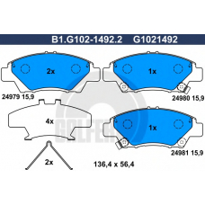 B1.G102-1492.2 GALFER Комплект тормозных колодок, дисковый тормоз