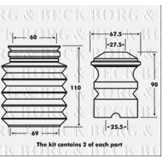 BPK7009 BORG & BECK Пылезащитный комплект, амортизатор