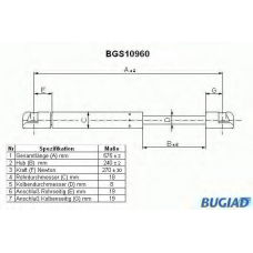 BGS10960 BUGIAD Газовая пружина, капот