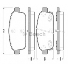 0 986 TB3 105 BOSCH Комплект тормозных колодок, дисковый тормоз