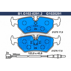 B1.G102-0291.2 GALFER Комплект тормозных колодок, дисковый тормоз