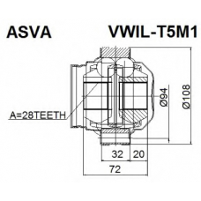 VWIL-T5M1 ASVA Шарнирный комплект, приводной вал