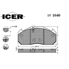 151040 ICER Комплект тормозных колодок, дисковый тормоз