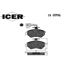 180996 ICER Комплект тормозных колодок, дисковый тормоз