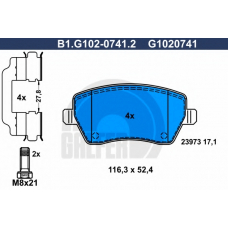 B1.G102-0741.2 GALFER Комплект тормозных колодок, дисковый тормоз