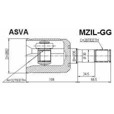 MZIL-GG ASVA Шарнирный комплект, приводной вал