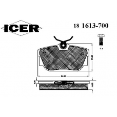 181613-700 ICER Комплект тормозных колодок, дисковый тормоз
