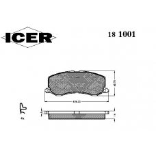 181001 ICER Комплект тормозных колодок, дисковый тормоз