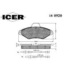 180920 ICER Комплект тормозных колодок, дисковый тормоз
