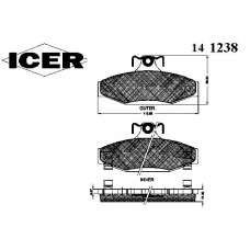 141238 ICER Комплект тормозных колодок, дисковый тормоз
