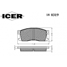 180319 ICER Комплект тормозных колодок, дисковый тормоз