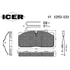 151253-121 ICER Комплект тормозных колодок, дисковый тормоз