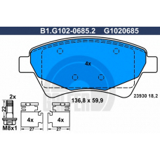 B1.G102-0685.2 GALFER Комплект тормозных колодок, дисковый тормоз