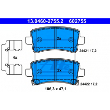 13.0460-2755.2 ATE Комплект тормозных колодок, дисковый тормоз