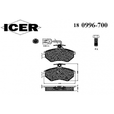 180996-700 ICER Комплект тормозных колодок, дисковый тормоз