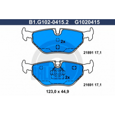 B1.G102-0415.2 GALFER Комплект тормозных колодок, дисковый тормоз