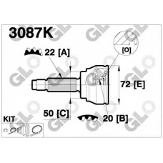 3087K GLO Шарнирный комплект, приводной вал
