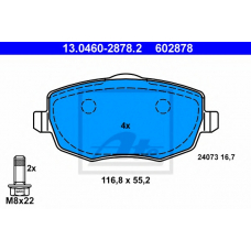 13.0460-2878.2 ATE Комплект тормозных колодок, дисковый тормоз