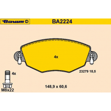 BA2224 BARUM Комплект тормозных колодок, дисковый тормоз