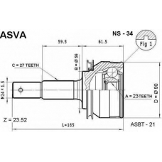 NS-34 ASVA Шарнирный комплект, приводной вал