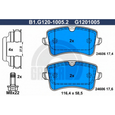 B1.G120-1005.2 GALFER Комплект тормозных колодок, дисковый тормоз