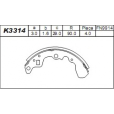 K3314 ASIMCO Комплект тормозных колодок