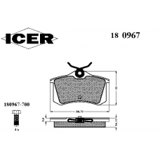 180967 ICER Комплект тормозных колодок, дисковый тормоз