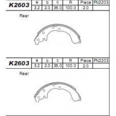 K2603 ASIMCO Комплект тормозных колодок