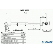 BGS10889 BUGIAD Газовая пружина, крышка багажник