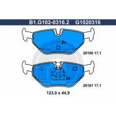 B1.G102-0316.2 GALFER Комплект тормозных колодок, дисковый тормоз