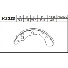 K3320 ASIMCO Комплект тормозных колодок