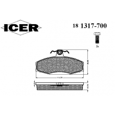 181317-700 ICER Комплект тормозных колодок, дисковый тормоз