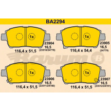 BA2294 BARUM Комплект тормозных колодок, дисковый тормоз