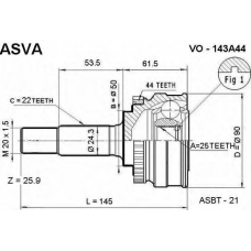 VO-143A44 ASVA Шарнирный комплект, приводной вал