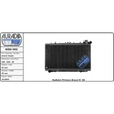 KDN 092 AURADIA Радиатор охлаждения primera 2.0 diesel, sed-h/b , 06.90-10.96, мкпп, (nissan 21410-72j20)