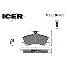 181118-700 ICER Комплект тормозных колодок, дисковый тормоз