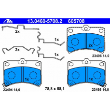 13.0460-5708.2 ATE Комплект тормозных колодок, дисковый тормоз