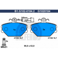 B1.G102-0184.2 GALFER Комплект тормозных колодок, дисковый тормоз