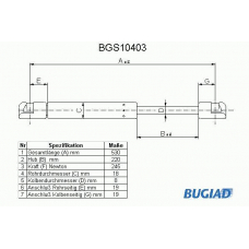 BGS10403 BUGIAD Газовая пружина, крышка багажник