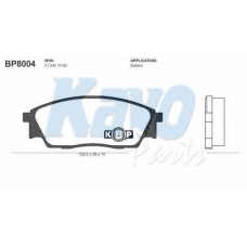 BP-8004 KAVO PARTS Комплект тормозных колодок, дисковый тормоз